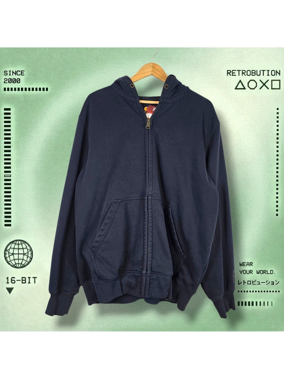 Carhartt Rain Defender Zip Up Hoodie Sweatshirt Blue Size L